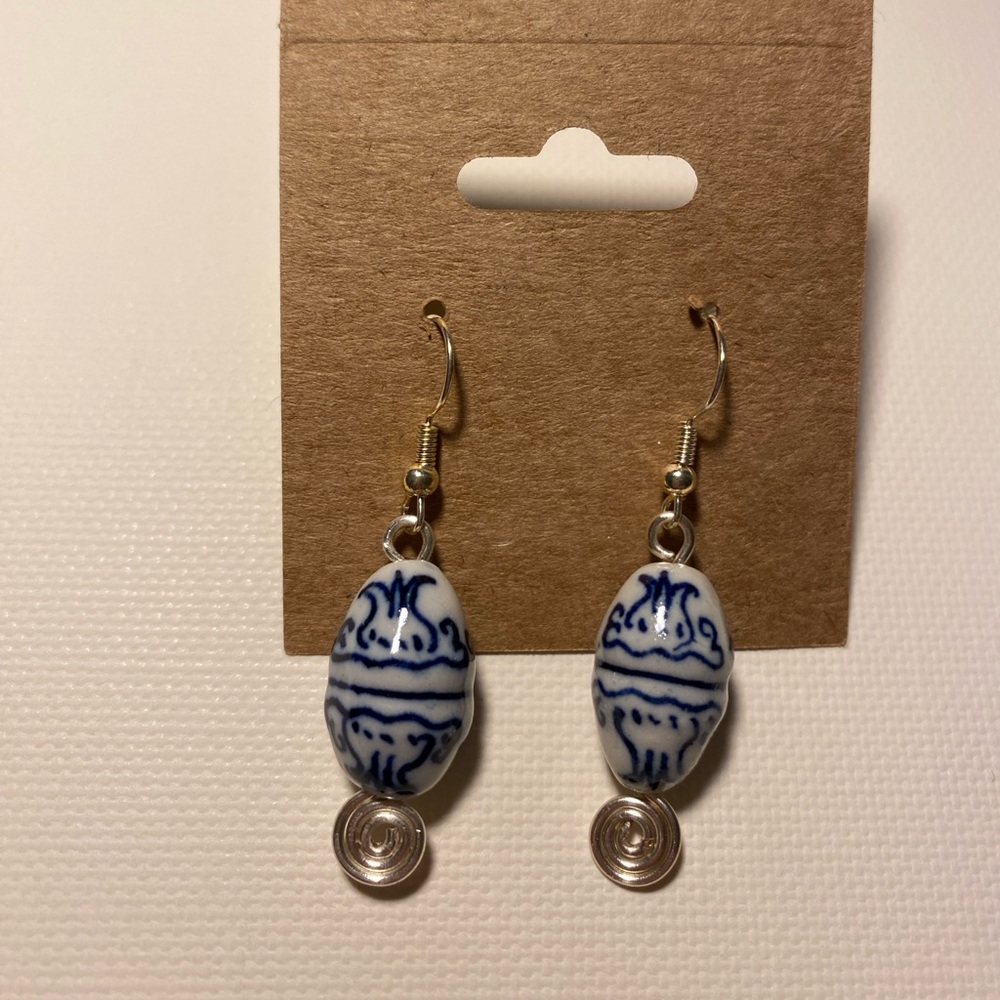 Handmade Ceramic and Wire Earrings